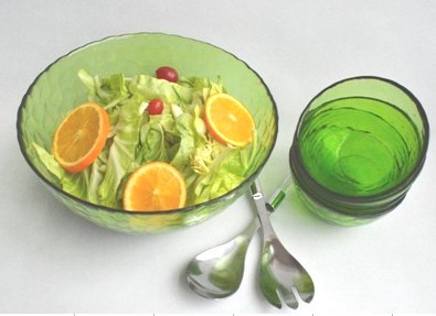 glass salad bowl set