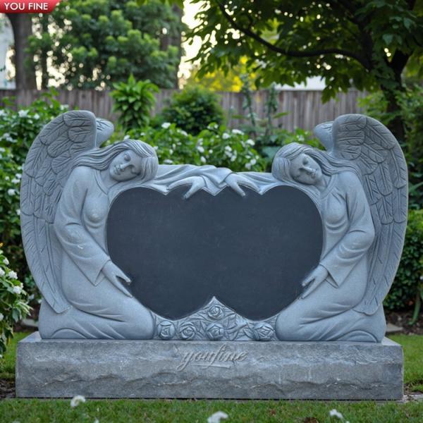 Angel Heart Monument Tombstone Double Heart Headstone