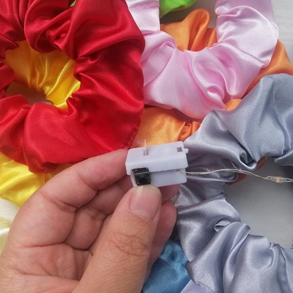 Durable Brown Stretchy Hair Ties Pack Ring Girls LED Luminous Satin Colorful Party 11cm