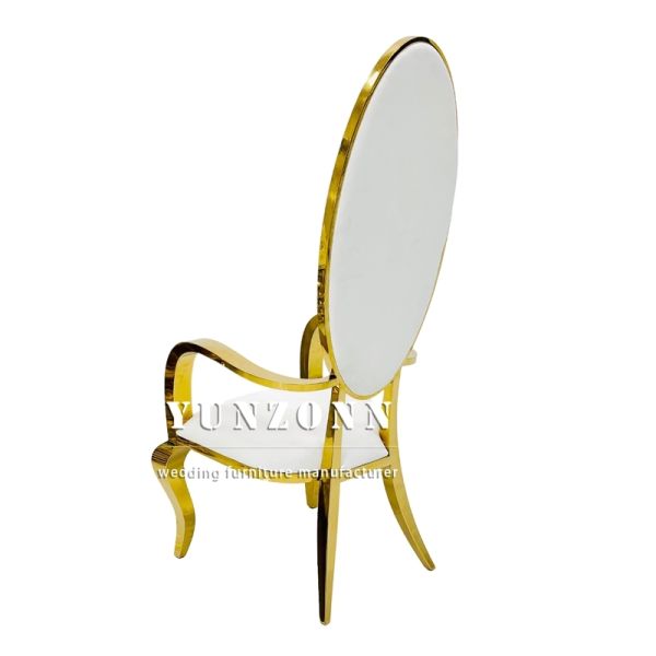 Luxury Style Hot Sale High Back Stainless Steel Chair With Armrest king Chair for Wedding Used