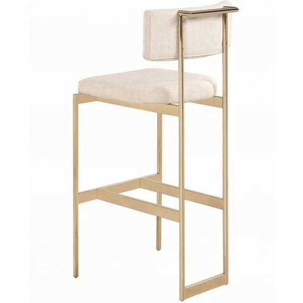 Modern brushed brass gold stainless steel frame bar stool high counter bar chair