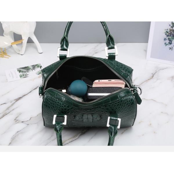 Fashion Lady Purse Genuine Crocodile Leather Women's Small Boston Bag Exotic Real Alligator Skin Female Zipper Handbag