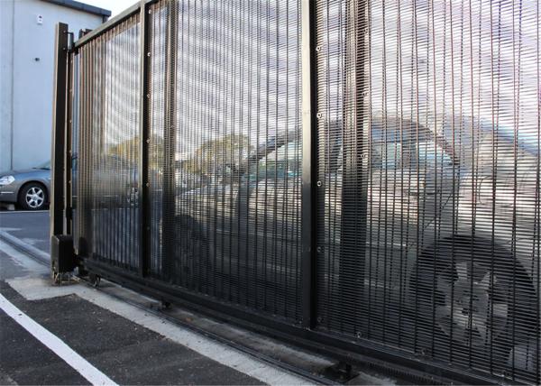 358 security wire fence panels powder coated orange & black mesh 76.20mm x 12.70mm with 4 v fold