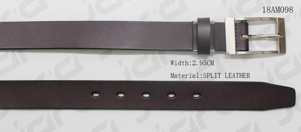 Split Leather Mens Black Dress Belt With Japanese Clip & Nickel Satine Buckle