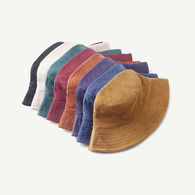 Street Style Corduroy Bucket Hats Blank Unconstructed Custom logo
