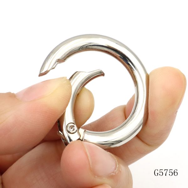 High Quality One Inch Round Carabiner Metal Keychain Metal Spring O Rings Accessories