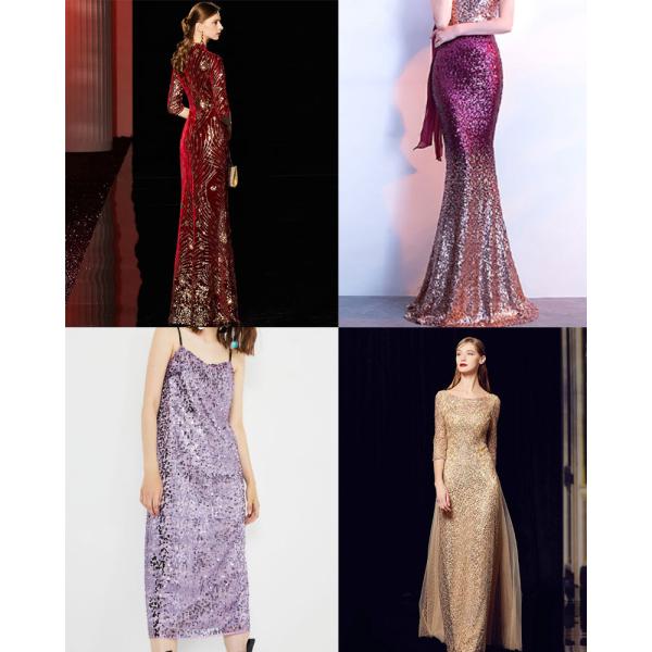 связанный 145gsm материал платья вечера ткани 145cm Sequin яркого блеска металлический