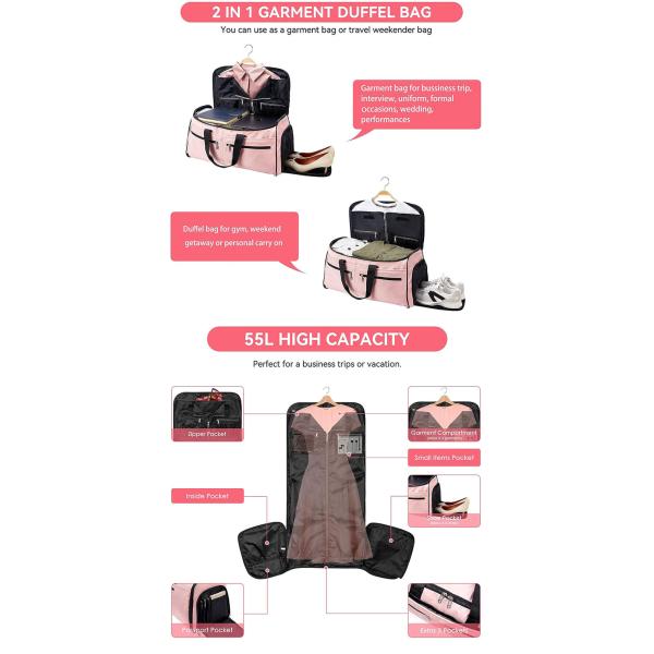 Unisex Sport Duffel Handbag Carry On Duffle Garment Bag With Shoe Compartment