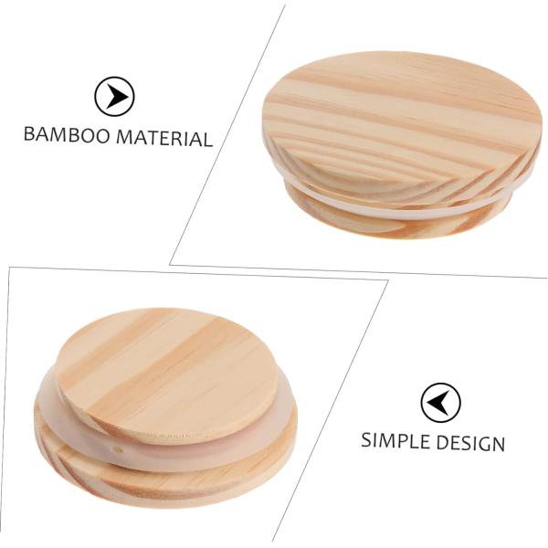 8Pcs Wooden Bamboo Lids Non Spill Candle Glass Jars Airtight Jar Wooden Lid Jars