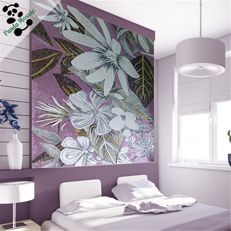 MB SMM08-B Glass Mosaic Art Wall Tile Handmade Tile Glass Painting Pictures Flower Mosaic Bedroom Mural