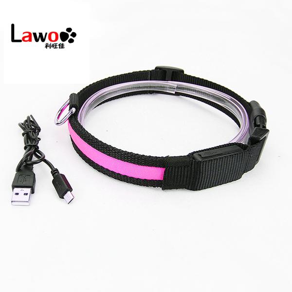 Eco - Friendly LED Dog Collar Rechargeable Three Flash Mode Nylon