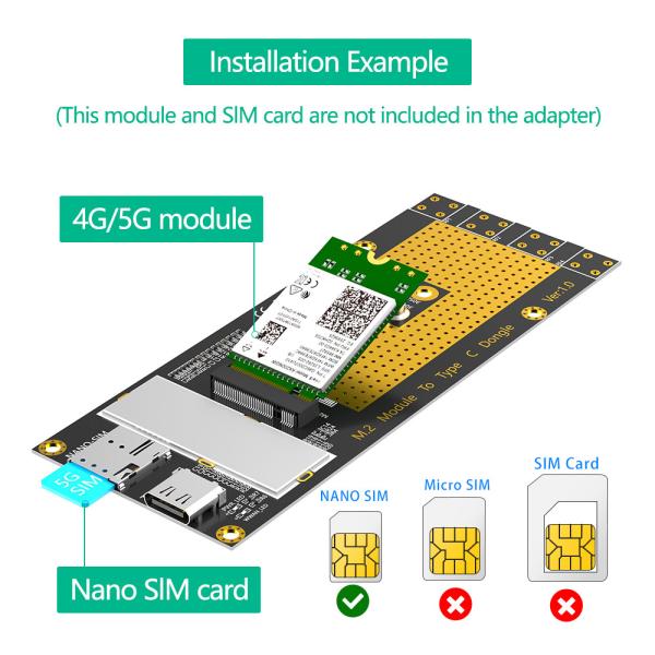 Custom M.2 NGFF To Type C USB 3.0 Adapter For GM800 SIM8200 Module
