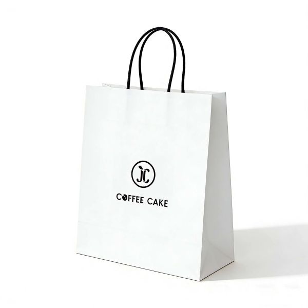 Biodegradable Twisted Handle Paper Bag Tear Resistant White Paper Handle Bags