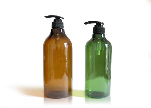 1000ml Amber PET Cosmetic Bottles Round Body And Narrow Neck High Capacity