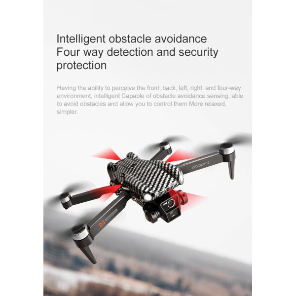 Beginner Operator Skill Level Portable RC Drone with Obstacle Avoidance and Triple Camera D3 Pro 4k Brushless Motor