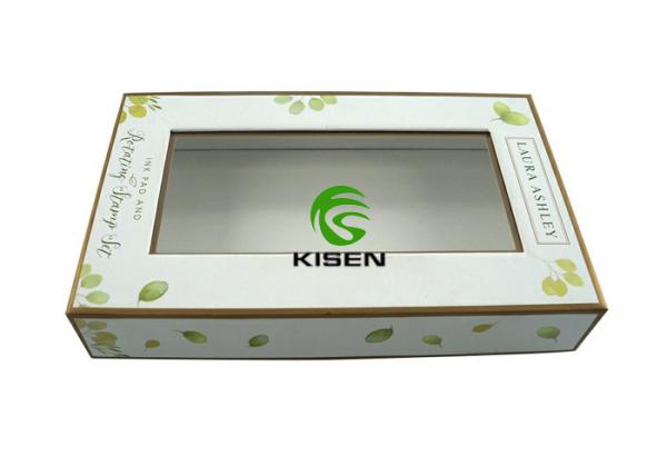Custom White Cardboard Jewelry Boxes , Hard Cardboard Gift Boxes With Clear Window Lid
