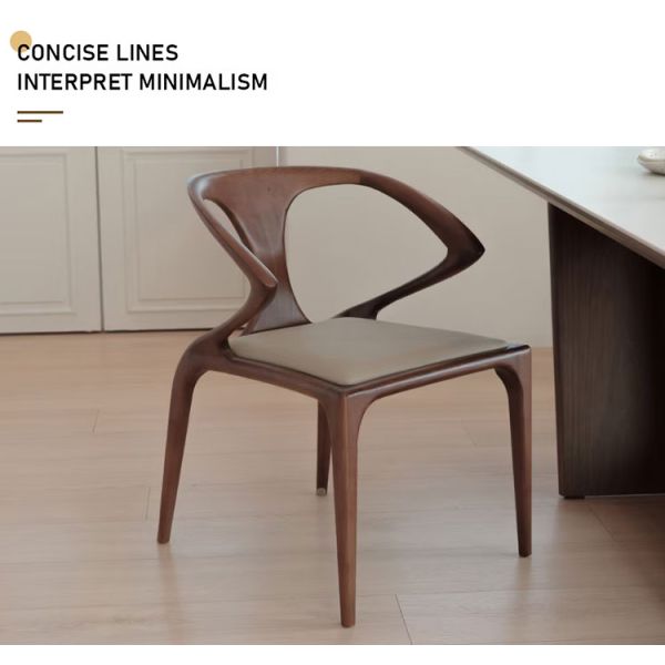 Home Furniture Nordic Commercial Modern Solid Wood Frame Leather Upholstered Wooden Legs Brown Luxury Wicker Back Dining Chairs with Armrest
