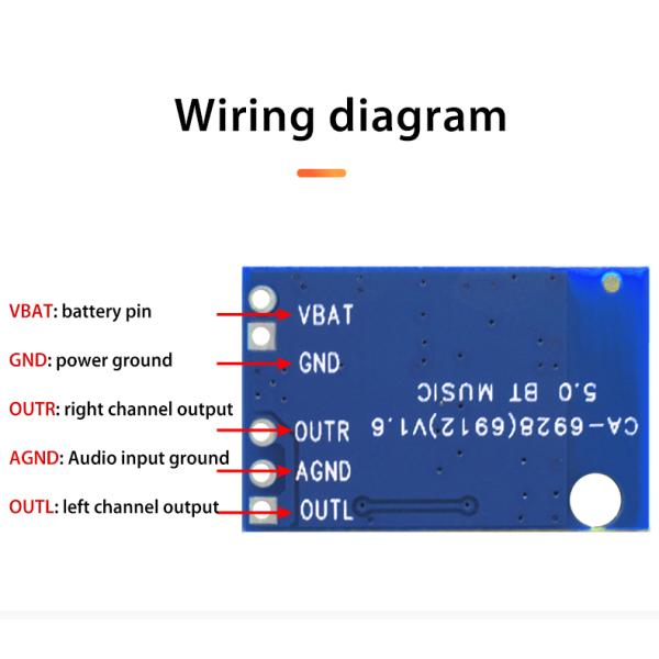 CA-6928 5V Bluetooth 5.1 Sound Dual Digital Power Amplifier Board with Audio Module