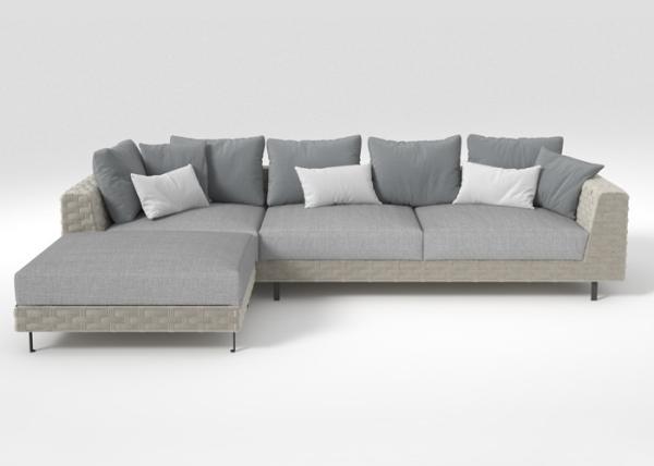 L Shape High Density Foam Seat Rattan Corner Lounge Set