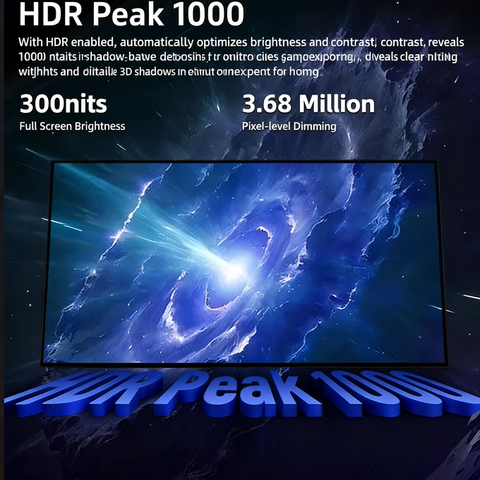 27 Inch QHD OLED Gaming Monitor, 480Hz High Refresh Rate, 0.01ms Response Time, LG Original OLED Panel, 99% sRGB, 2HDMI+2DP, Height Adjustable Rotatable Stand, RGB Backlight, Ultra-Narrow Bezel, VESAM