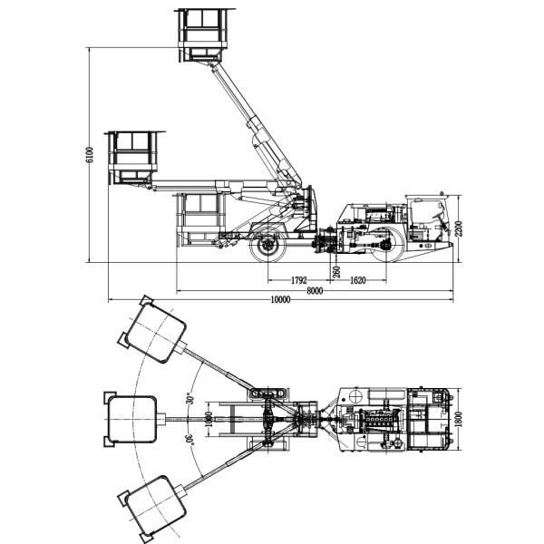 Underground Material Lift Platform Truck , Arm Type Truck Mounted Bucket Lift