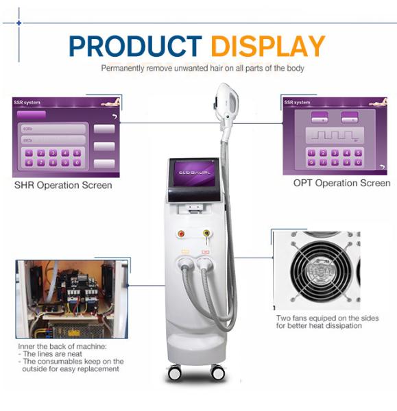 4000W SHR SSR Beauty Machine , Laser Hair Removal Equipment 10 LCD Display