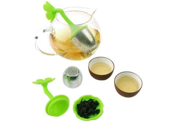 6x6x12.5cm Stainless Steel Tea Infuser Strainer With Drip Tray With BPA Silicone Handle