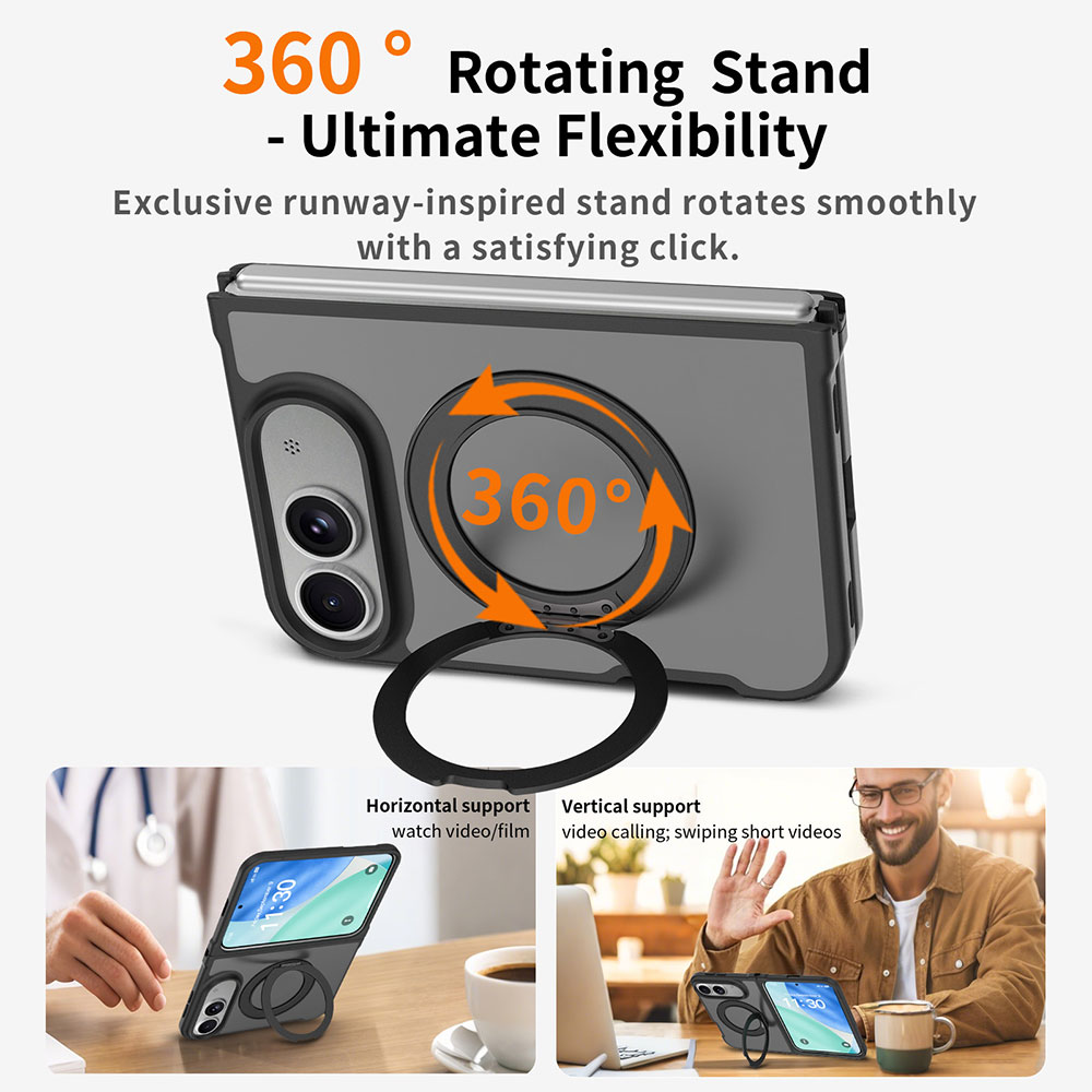 ODM OEM 900gf Strong Magnetic Matte Hard Case for iPhone 18 Fold with 360 Rotatable Kickstand Shockproof Phone Cover