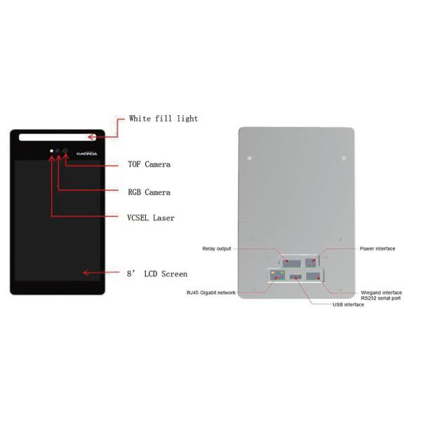 F3 3D Version Face Recognition Termial DC 12V 3A F3 3D Version Face Recognition Termial 6 Cores Clocked At 2.0GHz CPU
