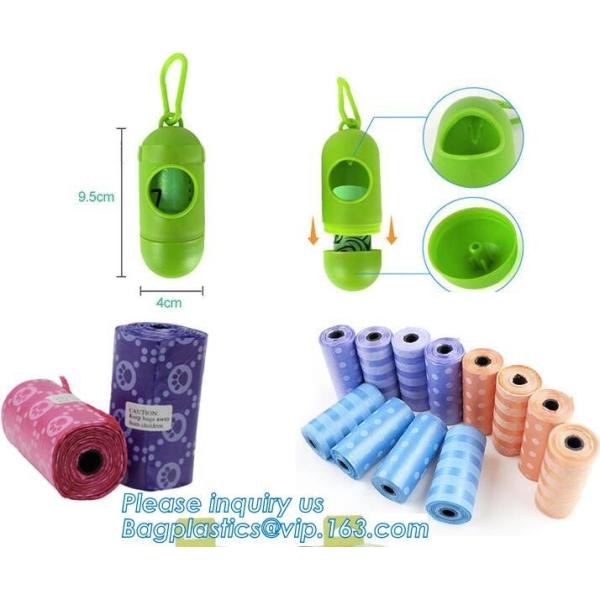 biodegradable plastic pet cat dog waste bag drawstring dog poop bag leak-proof pick up bag, Refill and Leash Clip Degrad