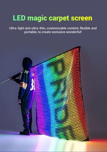 ドローンマジックカーペットスクリーンLEDフィルムスクリーン付きフライングLEDディスプレイ、屋外広告用カスタマイズ可能、充電式