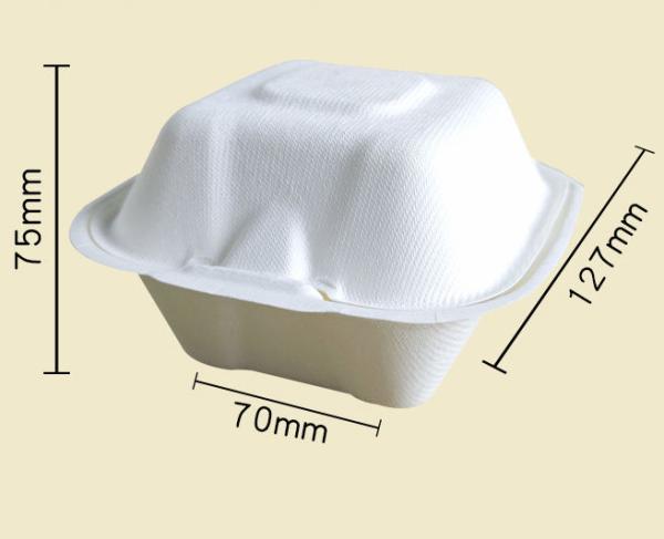 Caja de hamburguesa biodegradable ecológica al por mayor, caja de concha de caña de azúcar personalizada, caja para llevar de comida rápida