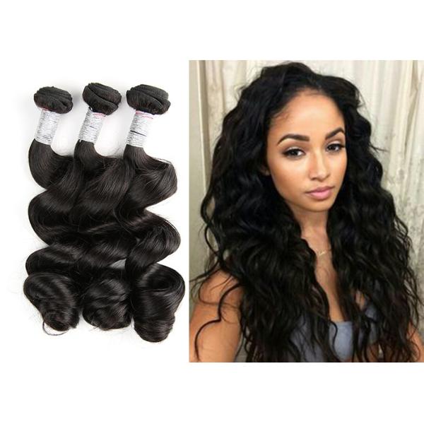 100% Human 7A Grade Human Hair , Peruvian Loose Wave Hair Bundles
