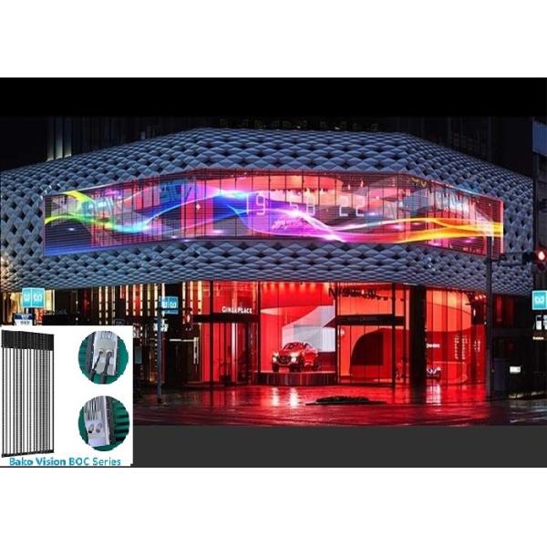 IP67 Waterproof Glass Wall Led Display , Aluminum See Through Led Screens 6500 Nits