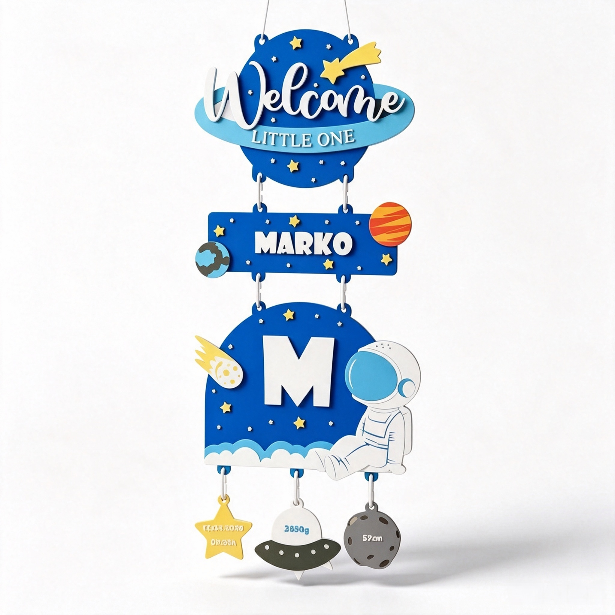 Baby Birth Plaque Custom 3D Printing Door Hanging 3d Print Name Sign Space Astronaut