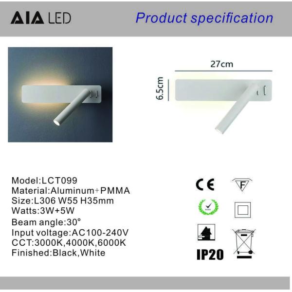 Modern Reading Book Light Indoor Surface Mounted Aluminum Frosted Led Flexible Living Room Bedroom Bed Bedside Wall Lamp