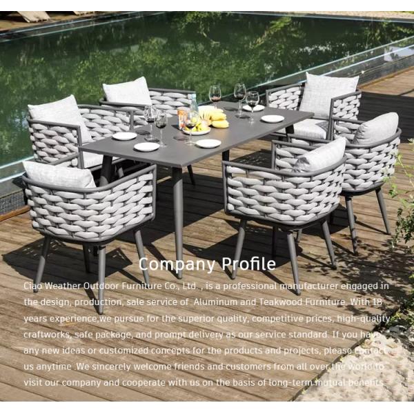 Waterproof Outdoor Dining Set for Villa Garden Luxury Olefin Rope Rattan Weaving and Cushions