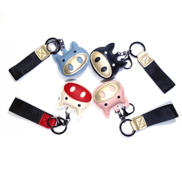 No Zipper Mini Doll Pendant Promotional Leather Keychain For Women