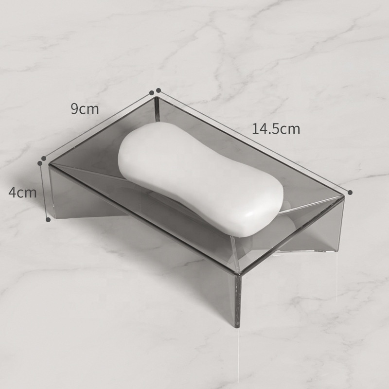 New Design Portable Transparent Table Soap Rack Free Perforation Drain Storage Soap Rack for Household Bathroom Toilet