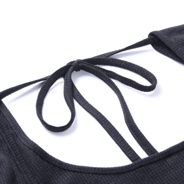 Autumn Halter Neck Sexy Black Long Sleeve Dress  Backless Knitted