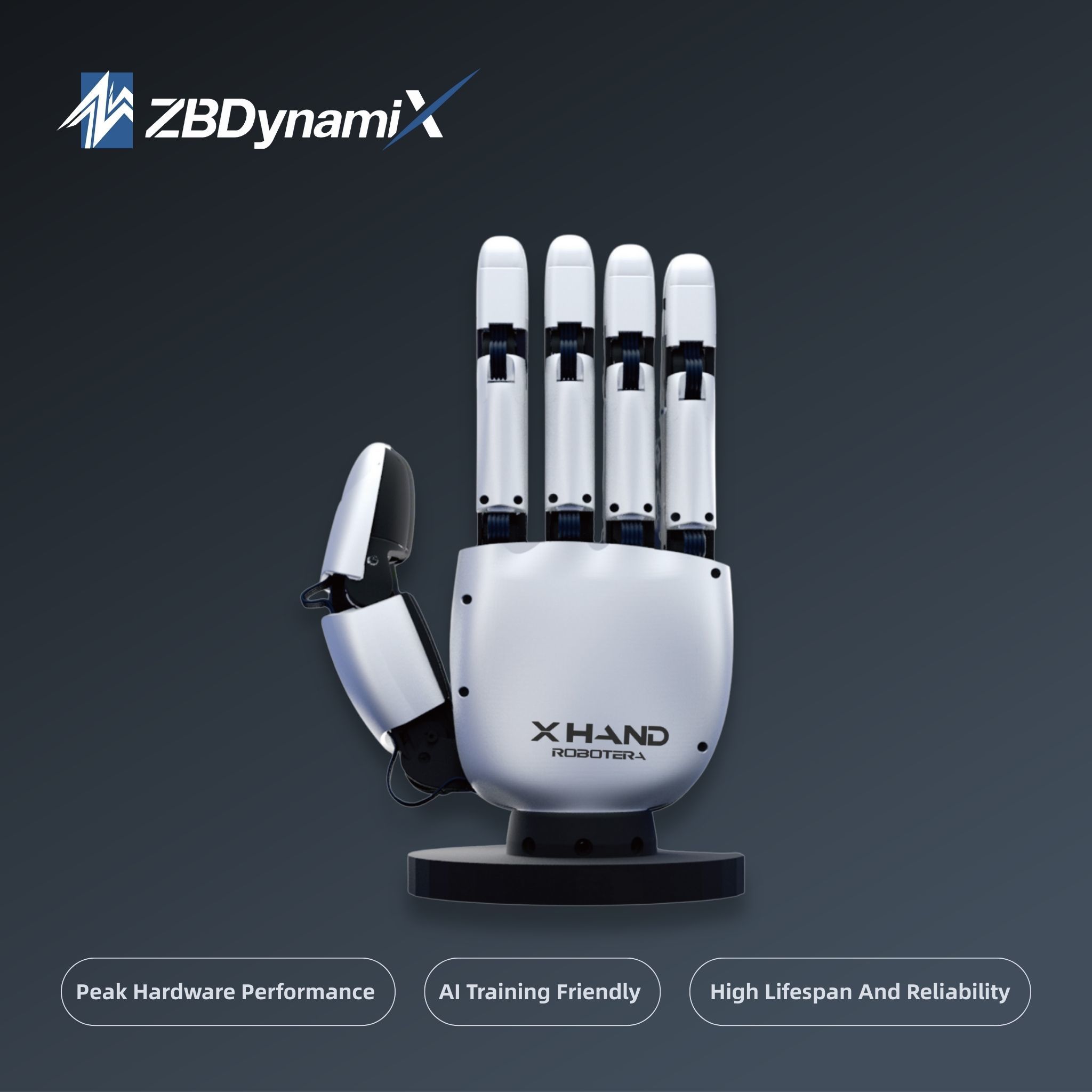 ZBDynamiX 12 DoF Fast Response Robotic Dexterous Hand xyz 3D Sensor 5 Fingers 100M Cycles
