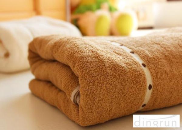 Thickening / Widened Pure Cotton Bath Towels Brown Colors Various Designs