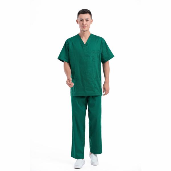 Os homens verdes esfregam a luva curto M L XL XXL 3XL 4XL dos uniformes do terno