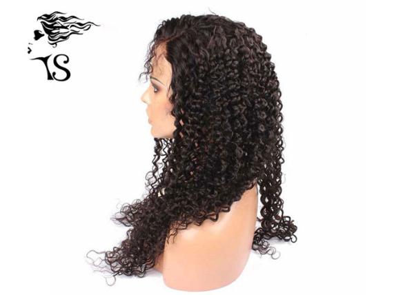 Kinky Curly Brazilian Virgin Human Hair Lace Front Wigs Shedding Free Natural Looking