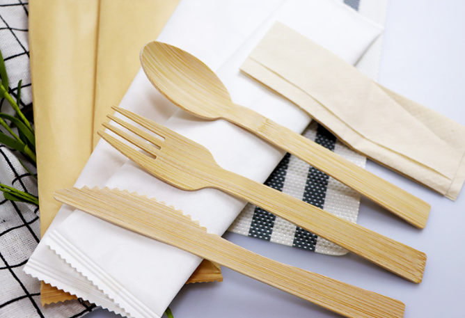 Bamboo Knife Fork Spoon 3 Piece Set for Western Food Fruit Salad Home Use Portable Outdoor Picnic