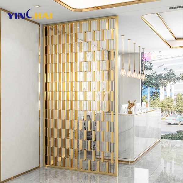 Modern Stainless Steel Screen Partition Decorative Gold Metal Room Divider For Bedroom