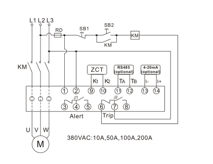 Pumps Under Current Protection Relay  With Fault Recording 50/60 Hz WDB-1FMT