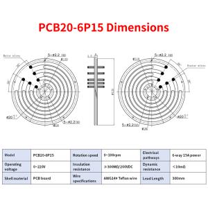 20mm Diameter Ultra Thin Conductive Slip Ring 6 Way 15A 100RPM