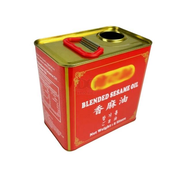 DADI 2 Liters 0.53 Gallons Olive Oil Cans, 67.6 Oz Edible Oil Can Rectangle Food Oil Can