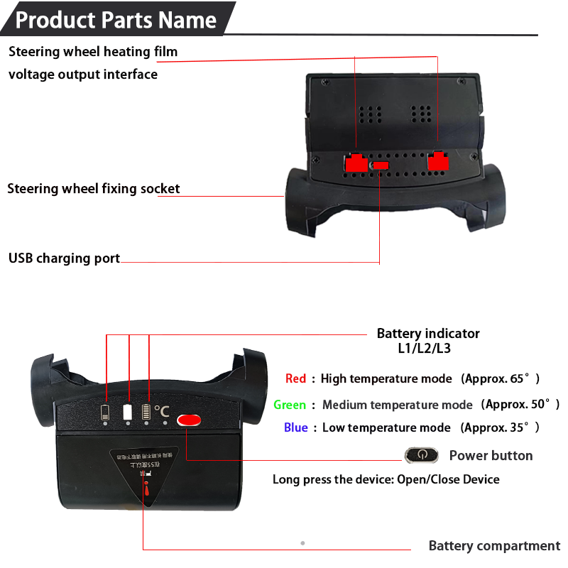 Wholesale Graphene Heated Steering Wheel Cover Quick Heating Leather With Overheat Protection, Non-Slip Grip Set